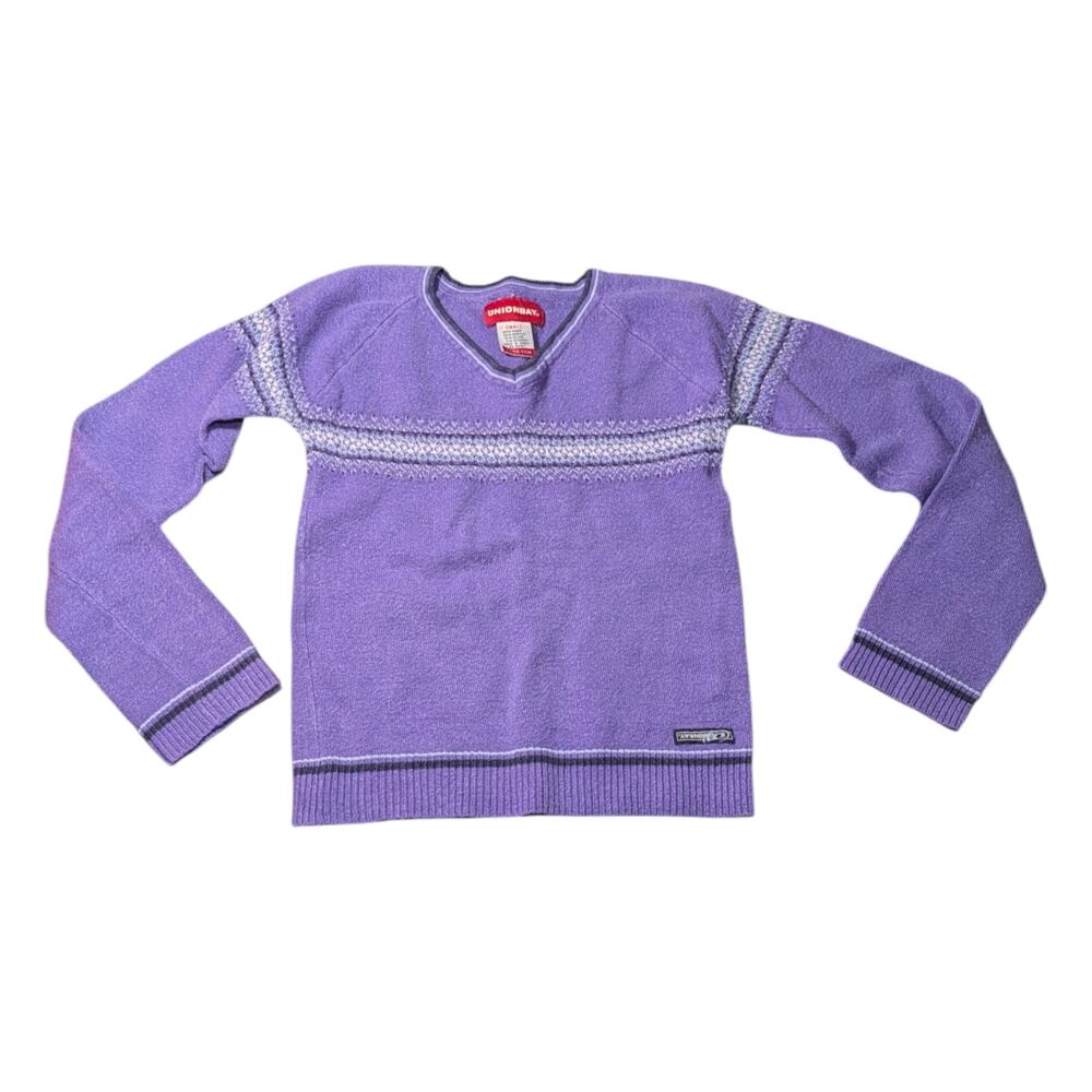 UNIONBAY Girls Kids Sweater Vintage Style Purple Size Small Stretch